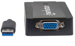 Manhattan 152303 USB 3.2 Gen 1 (USB 3.0) / VGA Adapter [1x USB 3.2 Gen 1 stekker A (USB 3.0) - 1x VGA-bus] Zwart 0.26 m