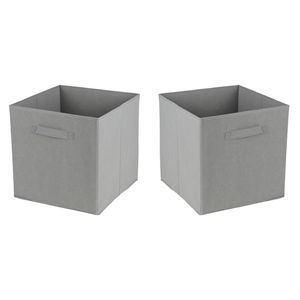 Opbergmand/kastmand Square Box - 2x - karton/kunststof - 29 liter - grijs - 31 x 31 x 31 cm