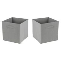 Opbergmand/kastmand Square Box - 2x - karton/kunststof - 29 liter - grijs - 31 x 31 x 31 cm