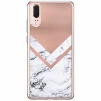 Huawei P20 siliconen hoesje - Rose gold marble - thumbnail