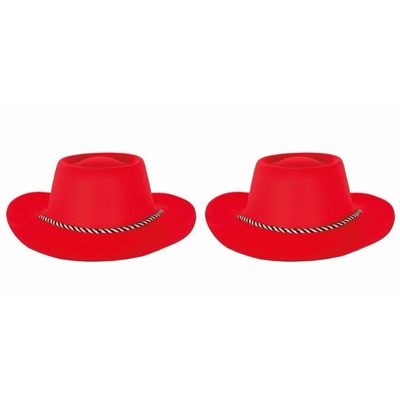 2x stuks rode cowboyhoed voor volwassenen