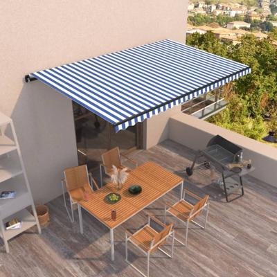Luifel automatisch uittrekbaar 500x350 cm blauw en wit