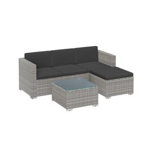 Polyrattan tuinmeubelset van 3 met tafel en 4 stoelen, GrijsGrijs