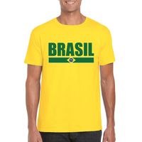 Geel Brazilie supporter t-shirt voor heren - thumbnail