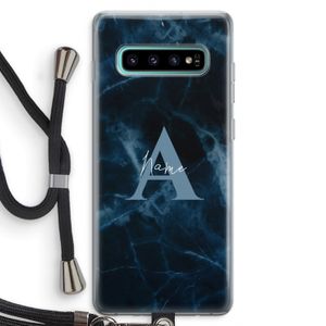 Midnight Marble: Samsung Galaxy S10 Plus Transparant Hoesje met koord