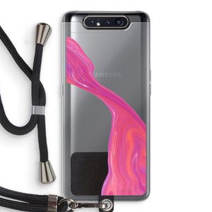 Paarse stroom: Samsung Galaxy A80 Transparant Hoesje met koord
