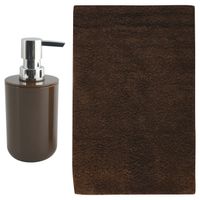 MSV badkamer droogloop mat - Napoli - 45 x 70 cm - met bijpassend zeeppompje - bruin - Badmatjes