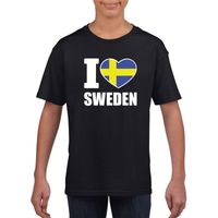 I love Zweden supporter shirt zwart jongens en meisjes XL (158-164)  -