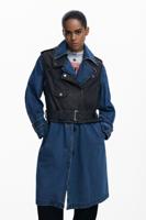 Afneembare denim trenchcoat - BLUE - M Afneembare denim trenchcoat - BLUE - M