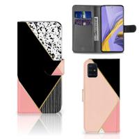 Samsung Galaxy A51 | Book Case | Zwart Roze Vormen
