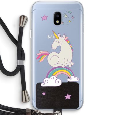 Regenboog eenhoorn: Samsung Galaxy J3 (2017) Transparant Hoesje met koord