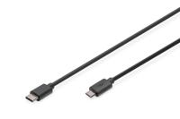 Digitus USB-kabel USB 3.2 Gen1 (USB 3.0 / USB 3.1 Gen1) USB-C stekker, USB-micro-B stekker 1.80 m Zwart Rond, Stekker past op beide manieren, Afgeschermd