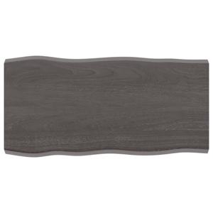 vidaXL Tafelblad natuurlijke rand 80x40x(2-4) cm eikenhout donkerbruin