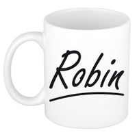 Naam cadeau mok / beker Robin met sierlijke letters 300 ml - thumbnail