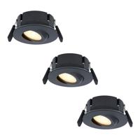 Set van 3 Napels LED inbouwspots Extra Plat (39mm) - 360° Kantelbaar - 8 Watt 570 Lumen - Dimbaar - IP65 Waterdicht voor Badkamer, binnen en buiten - Zwart