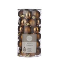 House of Seasons Kleine kunststof kerstballen pakket - licht koper - Dia 3 cm - 30 stuks