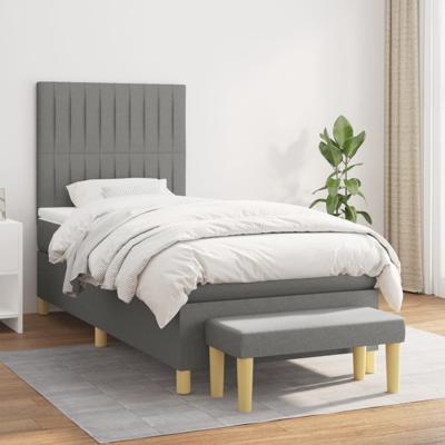 Boxspring met matras stof donkergrijs 100x200 cm