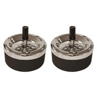 Draai asbak - 2x stuks - zwart chroom - 11,5 cm - draai asbak - drukasbak