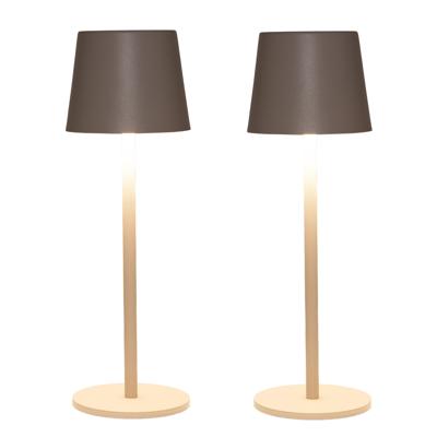 Portable tafellamp Ambiance - 2x - beige/zand - aanraaksensor - 27 cm - oplaadbaar USB - binnen/bu