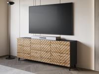 Tv-meubel FUKETTE 2 deuren 2 lades 180 cm grafiet/wotan eik