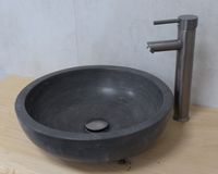 Saniclear Round Iron natuursteen waskom set met kraan in de kleur verouderd ijzer compleet - thumbnail