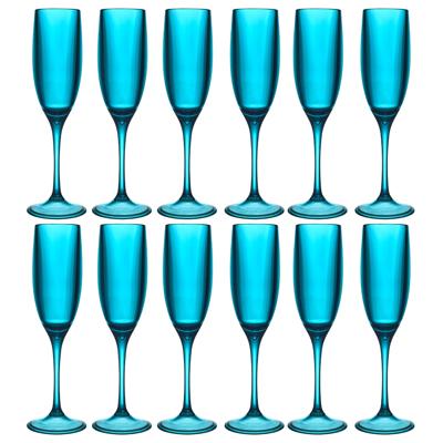 Home Deco Factory Champagneglas - 12x - 13 cl - blauw - kunststof - vaatwasserbestendig