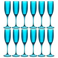 Home Deco Factory Champagneglas - 12x - 13 cl - blauw - kunststof - vaatwasserbestendig