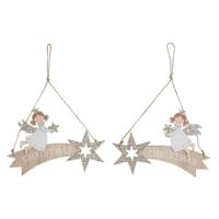 Ophangdecoratie DKD Home Decor Wit Gouden Hout 22,5 x 0,5 x 15 cm (2 Stuks)