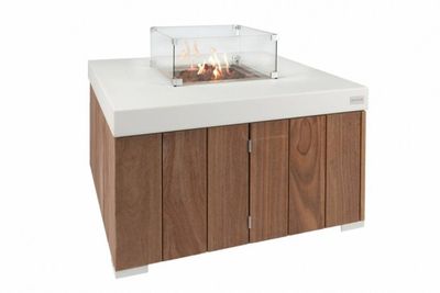 Easy Fires: Vuurtafel Coral Vierkant Wit- Hardhout Cumaru