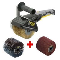 FARTOOLS Pack 615127: Renovator REX120C + nylon borstel en spanbanden - Speciaal hout, metaal en steen - Vlakke of complexe oppervlakken