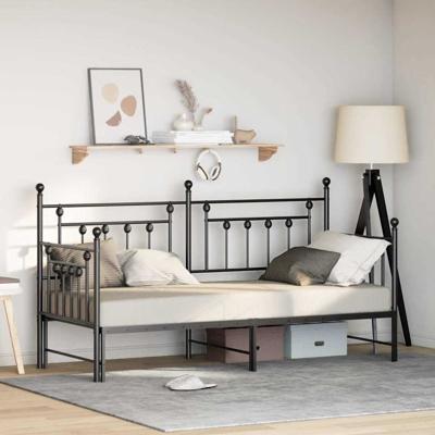Bedframe voor een daybed met hoofdeinde Zwart 80 x 200 cm Staal