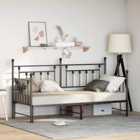 Bedframe voor een daybed met hoofdeinde Zwart 80 x 200 cm Staal