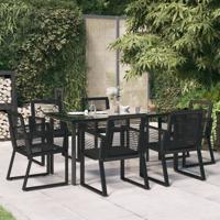 7-delige Tuinset PVC-rattan zwart
