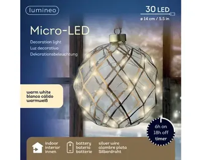 Lumineo microled bal 14cm helder/warm wit