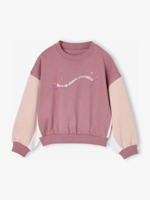Colorblock sportieve sweater voor meisjes oudroze