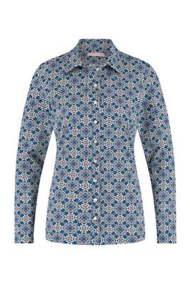 Poppy ornament shirt - off white/cobalt - 07135