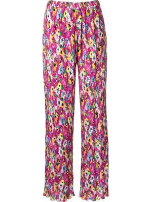 MSGM pantalon plissé à fleurs - Rose