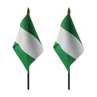 Nigeria - 2x - mini vlaggetje van 10 x 15 cm op stokje - Landen vlag - H27 cm