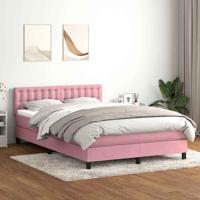 Boxspring met matras fluweel roze 140x220 cm