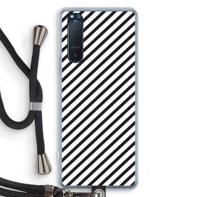 Strepen zwart-wit: Sony Xperia 5 II Transparant Hoesje met koord