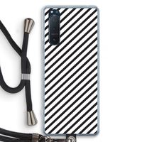 Strepen zwart-wit: Sony Xperia 5 II Transparant Hoesje met koord