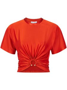 Rabanne t-shirt froncé à manches courtes - Rouge