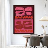 Urban Cotton Wandkleed 'Groovy Pink' 110 x 145cm in Frame - black