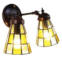 Clayre & Eef Transparente Wandlamp Tiffany 30*23*23 cm E14/max 2*40W 5LL-6216 - thumbnail