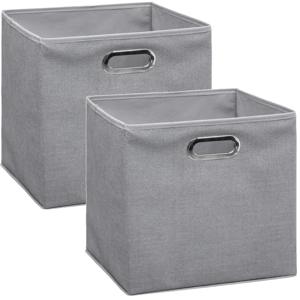 Opbergmand/kastmand grijs - Set van 2x stuks - linnen - 29 liter - 31 x 31 x 31 cm - Opbergbox - Vak