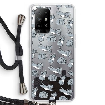 Poezen: Oppo A95 5G Transparant Hoesje met koord