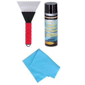 Autoramen IJskrabber soft grip 25 cm met ruitenontdooi spray en anti-condens doek