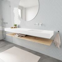 Mondiaz Alan badmeubel 200 cm planchet washed oak vrijhangend wastafel rechts zonder kraangat wit