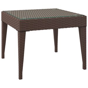 vidaXL Bijzettafel 50x50x38 cm poly rattan en gehard glas bruin