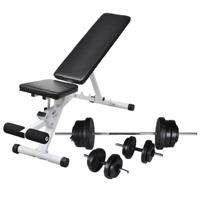 VidaXL Trainingsbank met halterset 60,5 kg - thumbnail